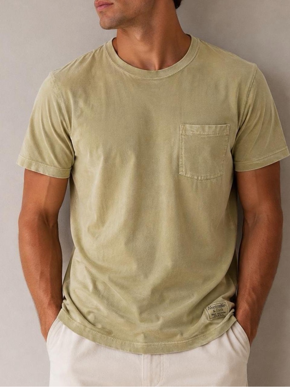 Abercrombie & Fitch Garment Dyed 100% Cotton Pocket T-Shirt Size S